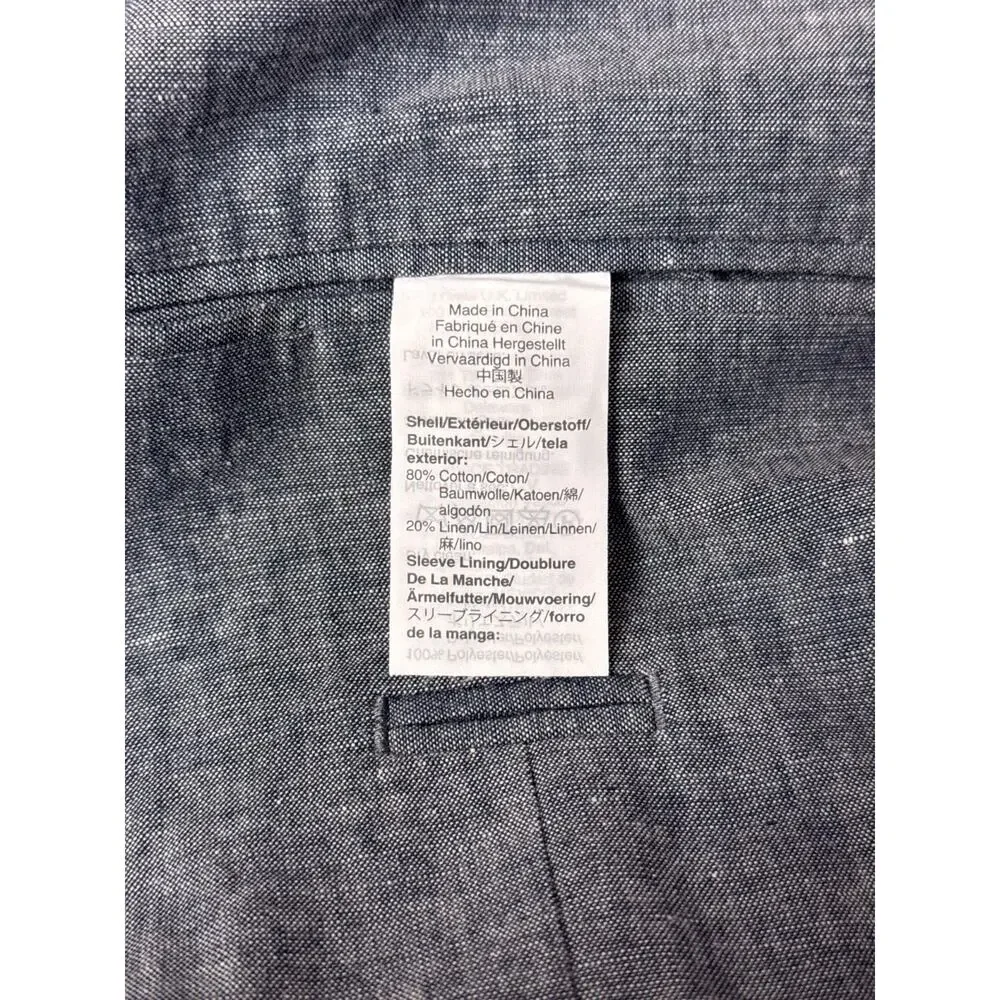 J Crew Ludlow Slim Blazer 40 R Mens Somelos Cotton Linen Blue Chambray Jacket